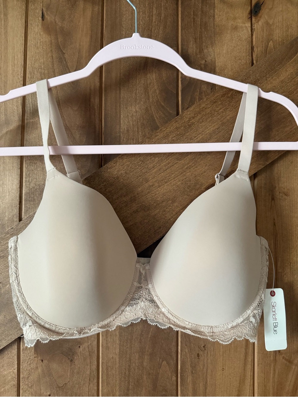 Skarlett Blue Minx Women's Lace-Trim Everyday T-Shirt Bra - Nude/Cashmere